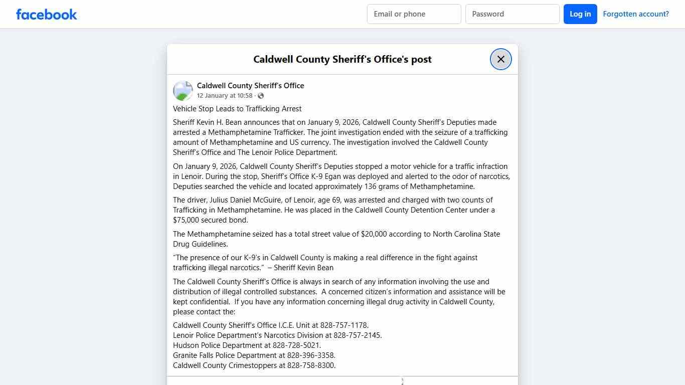 Vehicle Stop Leads to... - Caldwell County Sheriff's Office Facebook